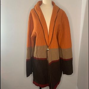 Bob Mackie 100% Wool Color Block Cardigan